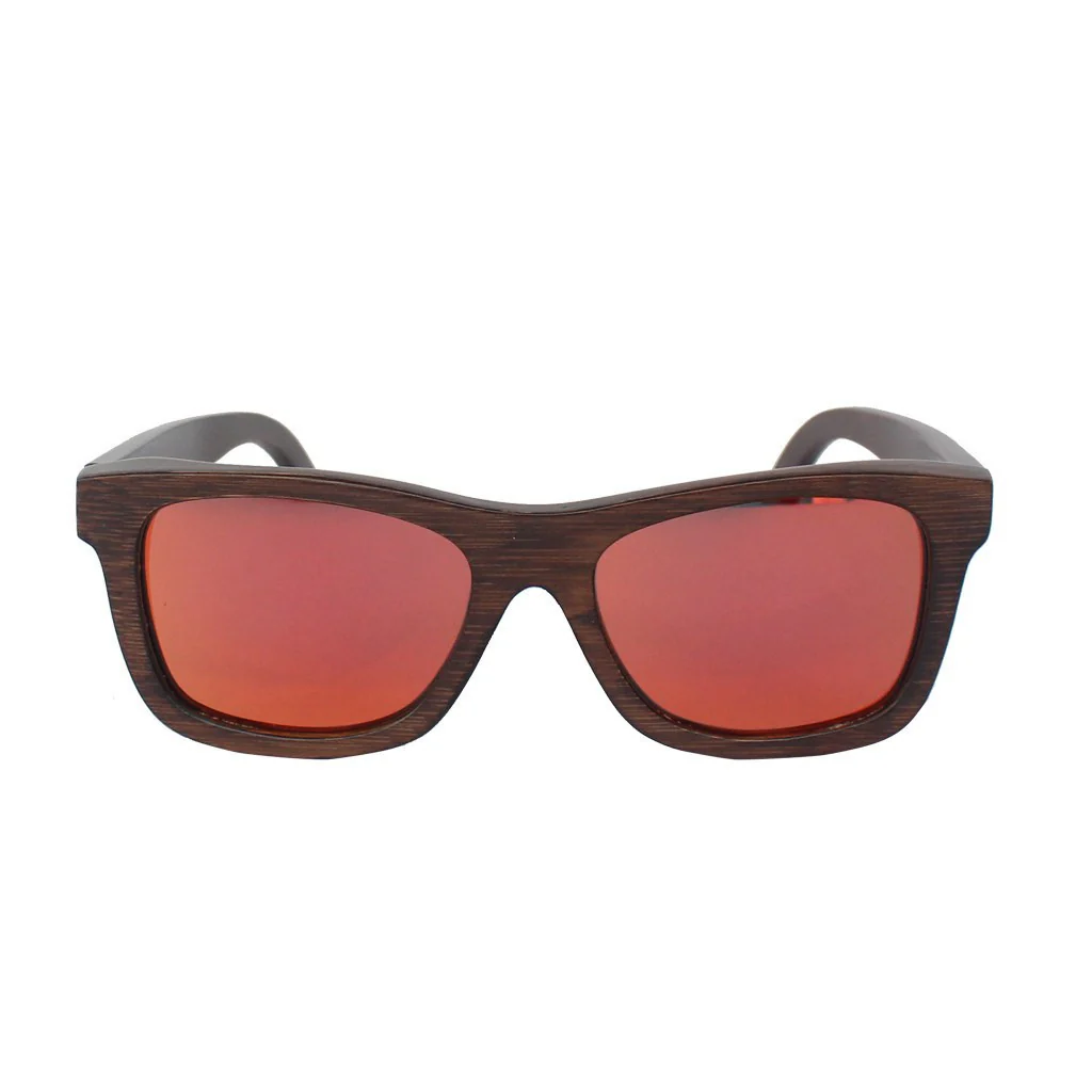 The Journeyman charcoal square wooden sunglasses - Red mirror lens - Image 5