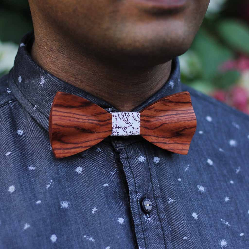 The Mukherjee - Red Wooden Bow Tie