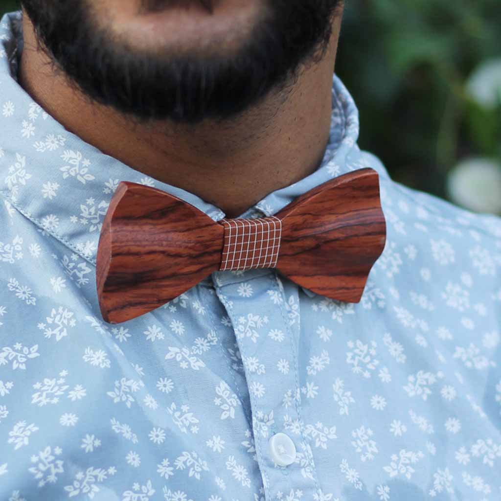 The Mukherjee - Red Wooden Bow Tie - Image 3