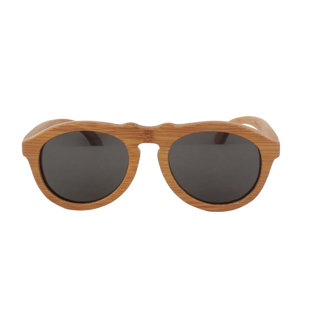 The Retro - brown bamboo wood round sunglasses - Image 5