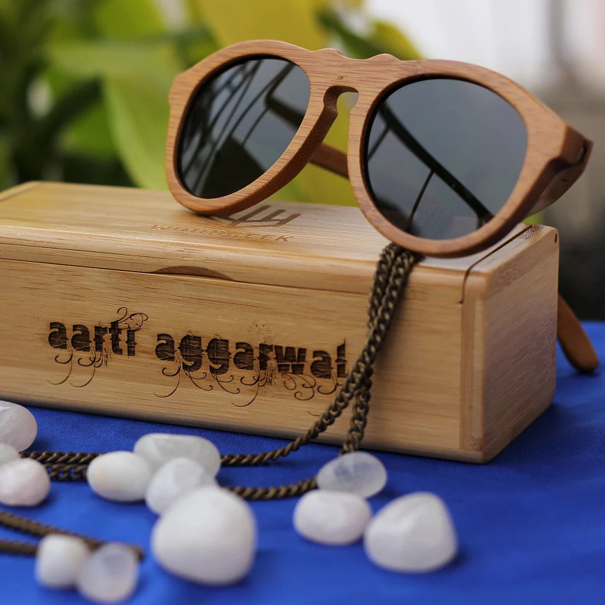 The Retro - brown bamboo wood round sunglasses - Image 9