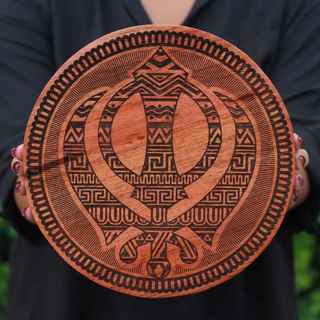 The Sikh Khanda Carved Wooden Poster - Image 2