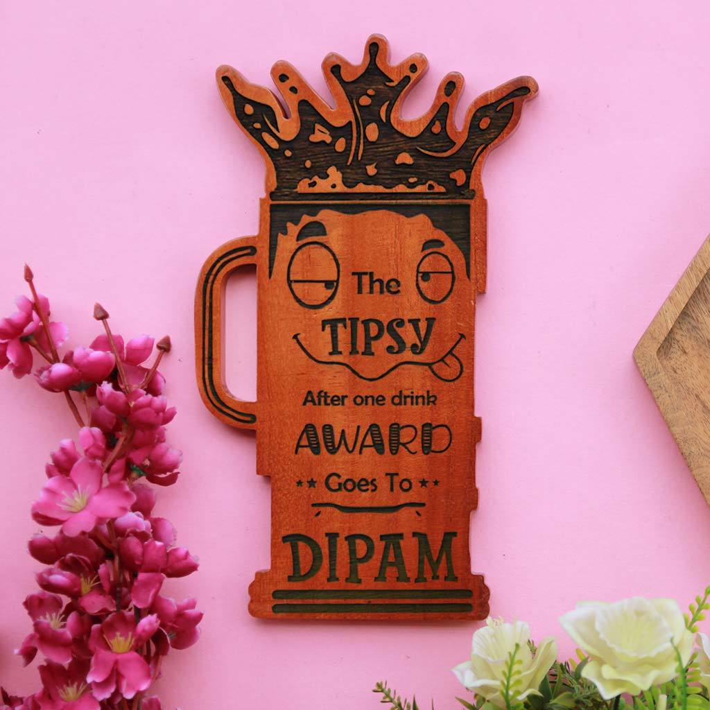 The Tipsy After One Drink Wooden Award Plaque - Image 2