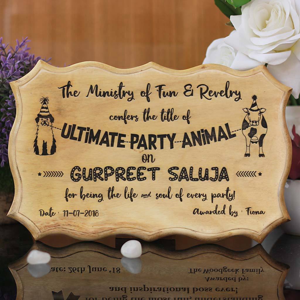 The Ultimate Party Animal Funny Award Certificate