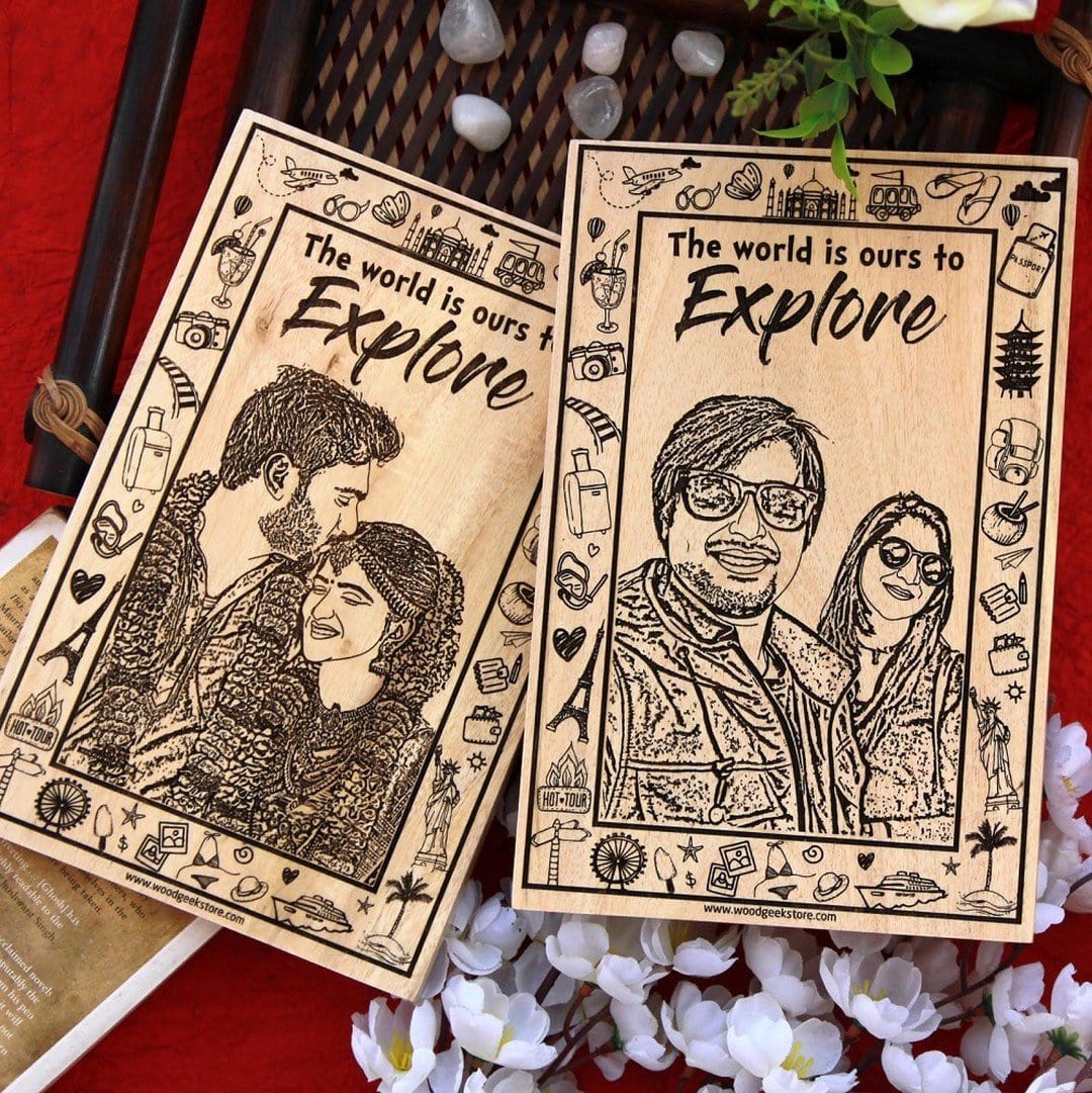The World Is Ours to Explore – Personalized Travel-Themed Engraved Wood Frame - Image 4