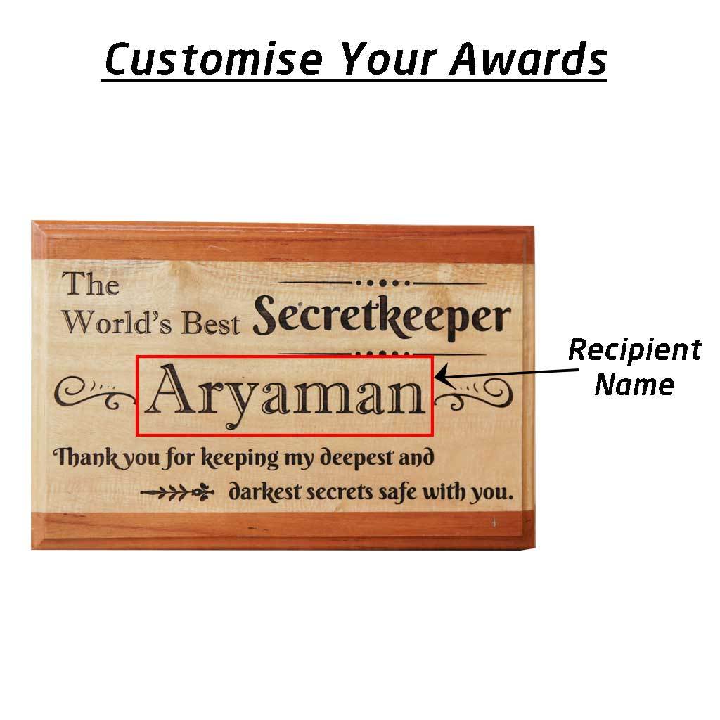 World's Best Secretkeeper Wooden Award Plaque - Image 4