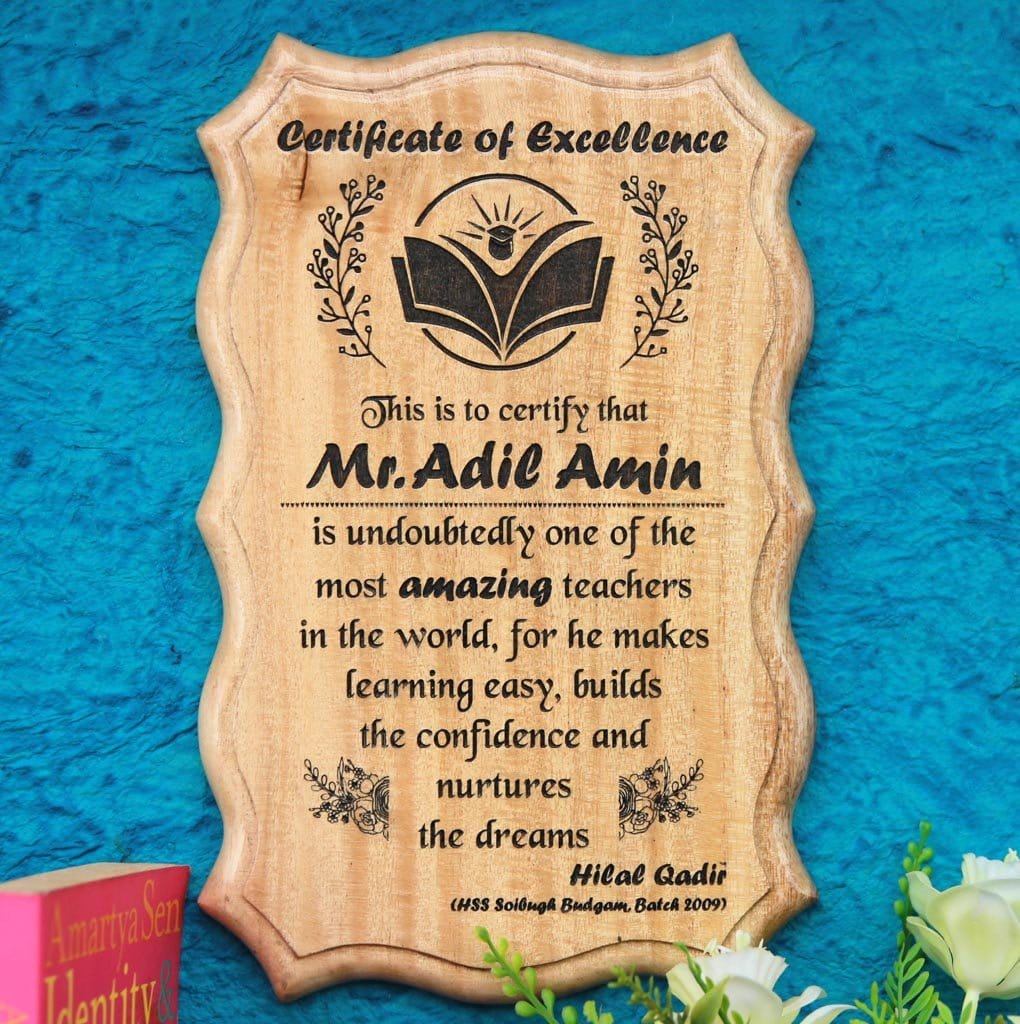 The World's Most Amazing Teacher - Personalized Wooden Certificate Of Excellence