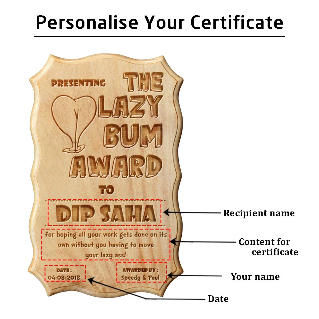 The Lazy Bum Funny Award Certificate - Image 3