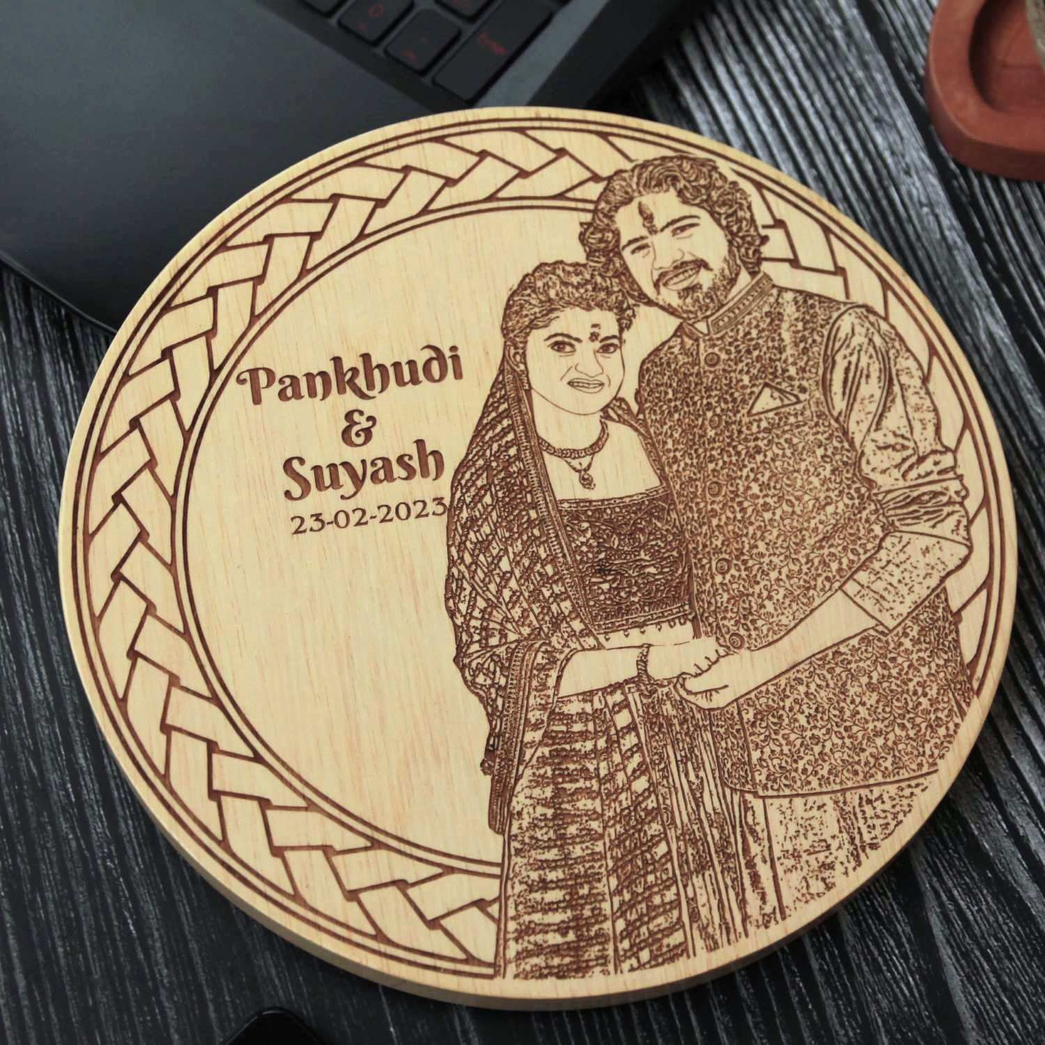 Personalized 'Together Forever' Gift for Anniversaries & Birthdays | Custom Circular Wood Frame - Image 2