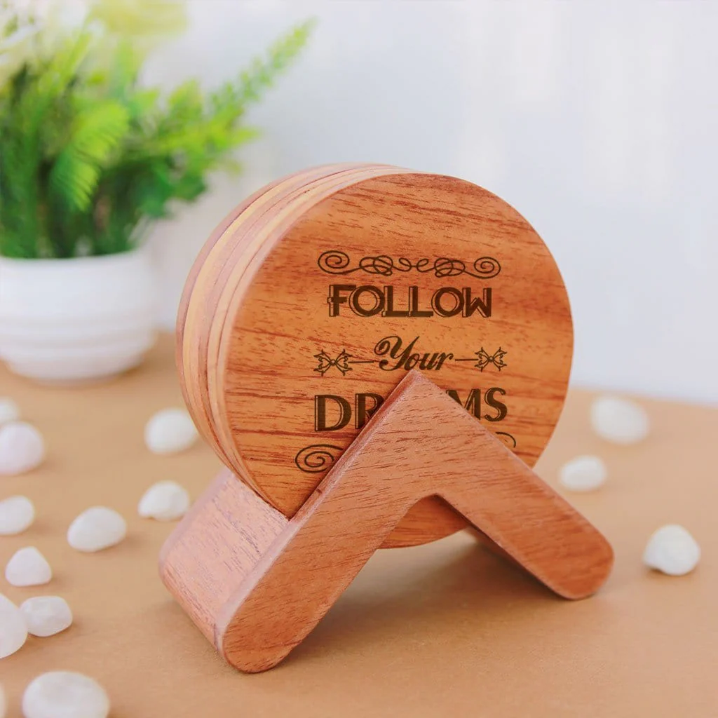 Travel Coasters - Wooden Coaster Set With Holder - Image 4