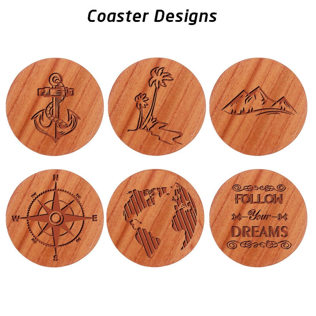 Travel Coasters - Wooden Coaster Set With Holder - Image 5