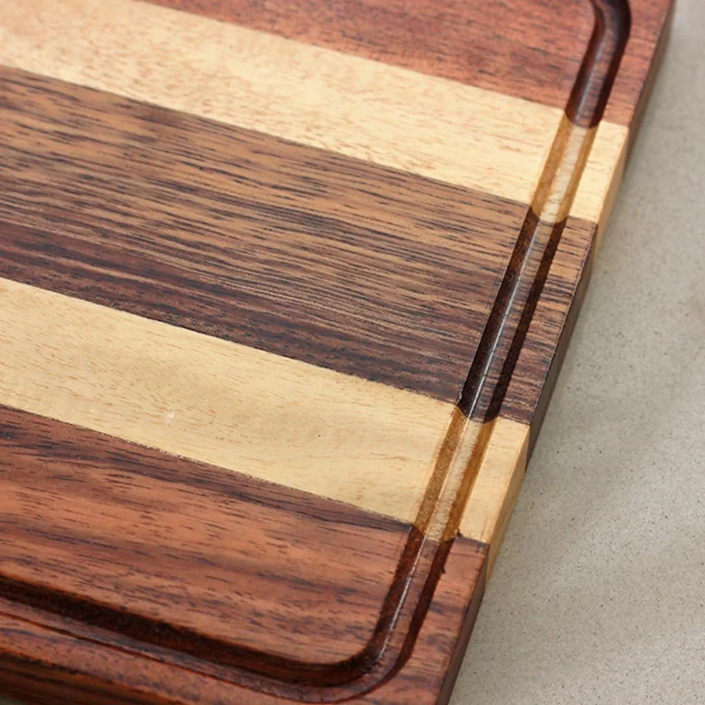 Walnut & Birch Striped Wooden Chopping Board - Image 4