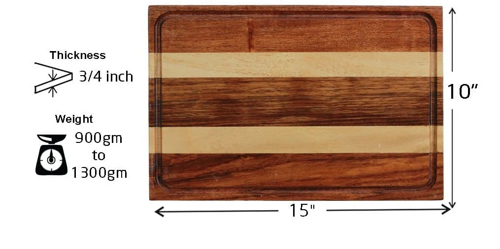 Walnut & Birch Striped Wooden Chopping Board - Image 5