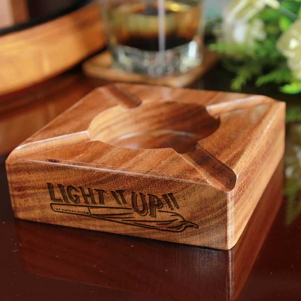 Personalized Dark Wood Ashtray | Custom Engraved Ashtray For Home - Image 3