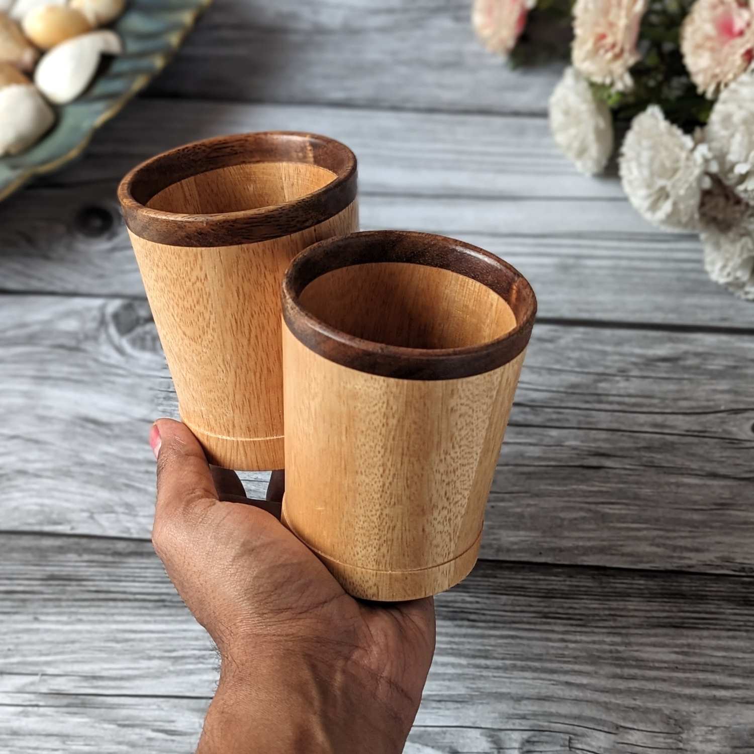 Wooden Whiskey Glasses Set, Handmade Scotch Glass Set - Image 3