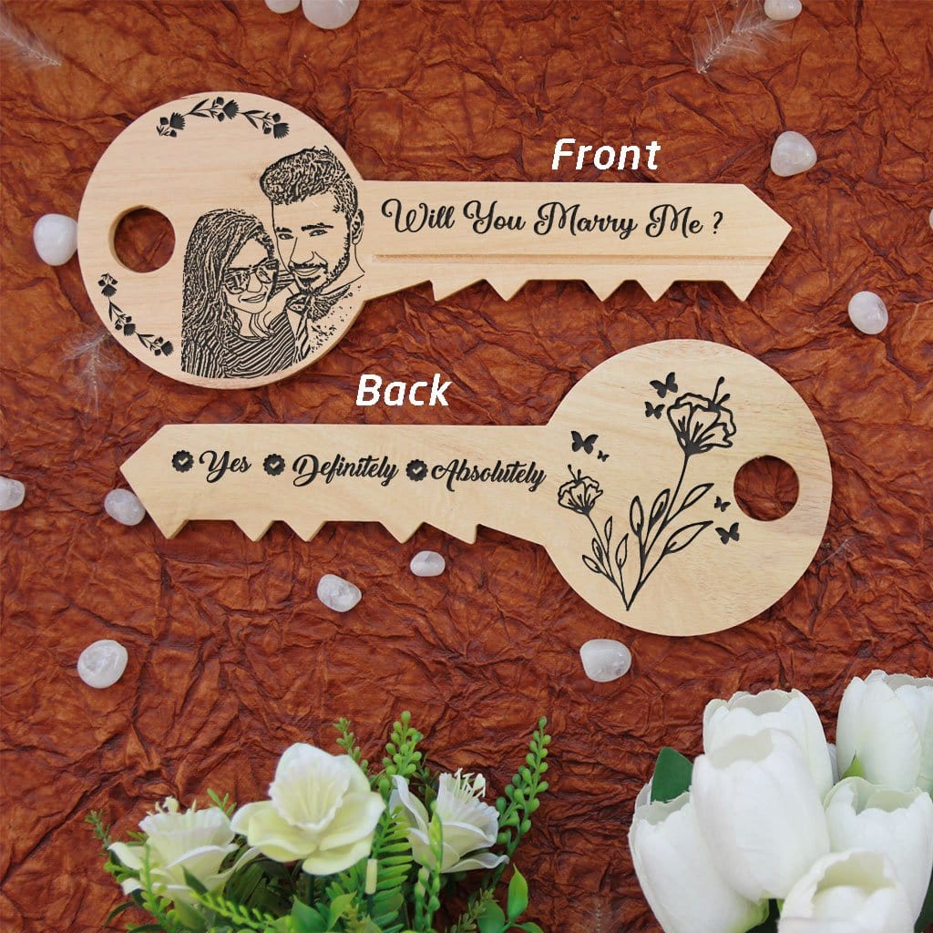 Will You Marry Me : Key-Shaped Wooden Sign - Image 3
