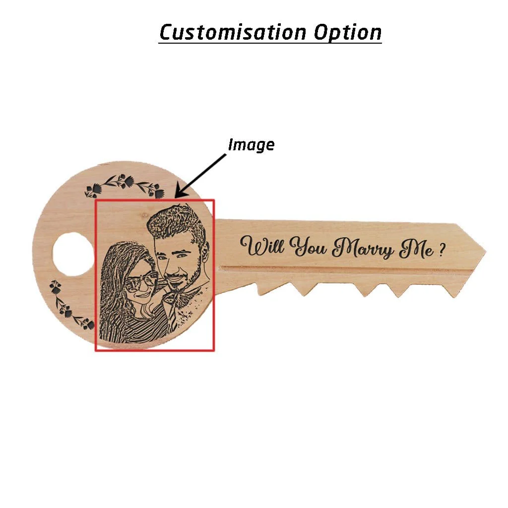 Will You Marry Me : Key-Shaped Wooden Sign - Image 4