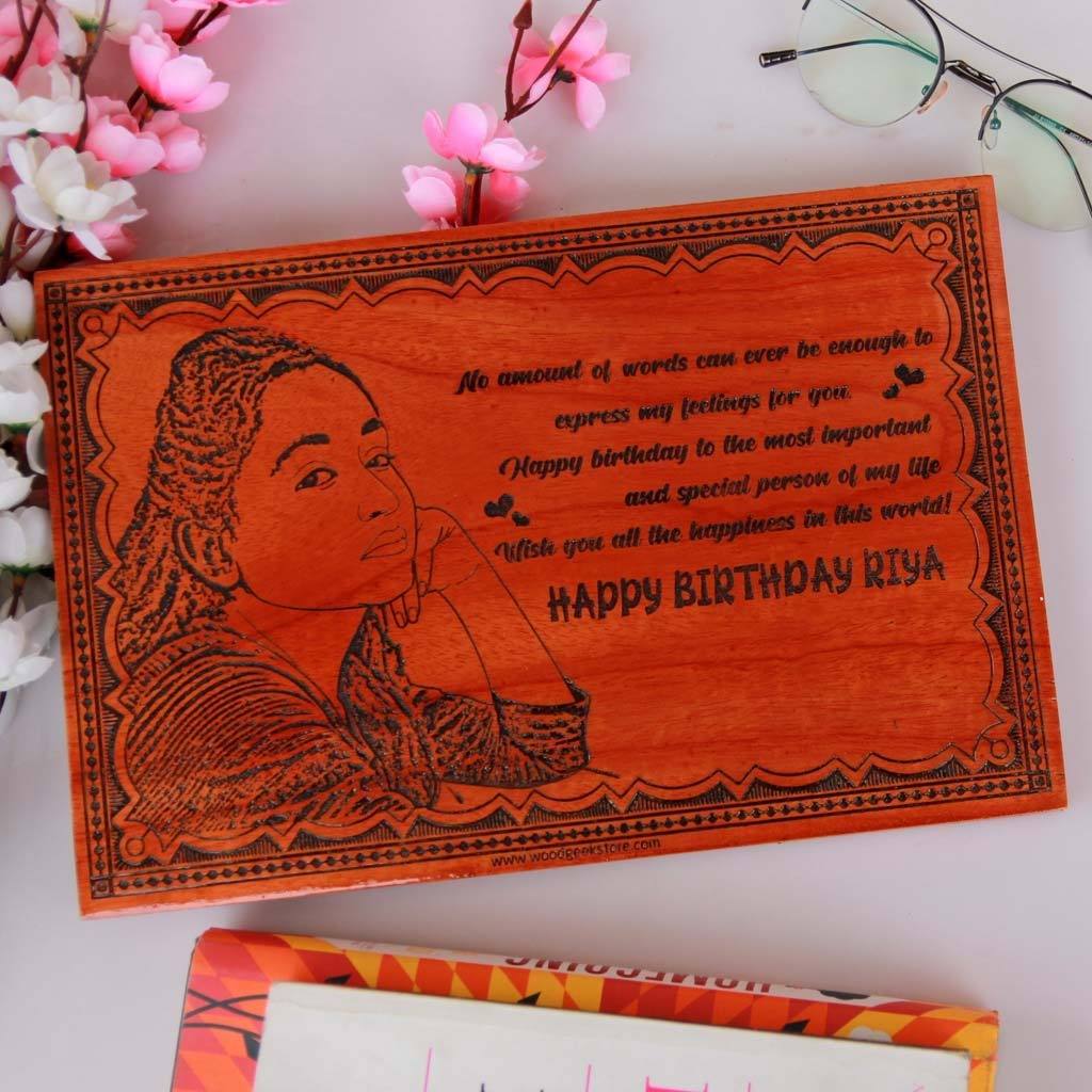 Wishing You All The Happiness Custom Engraved Wooden Birthday Frame