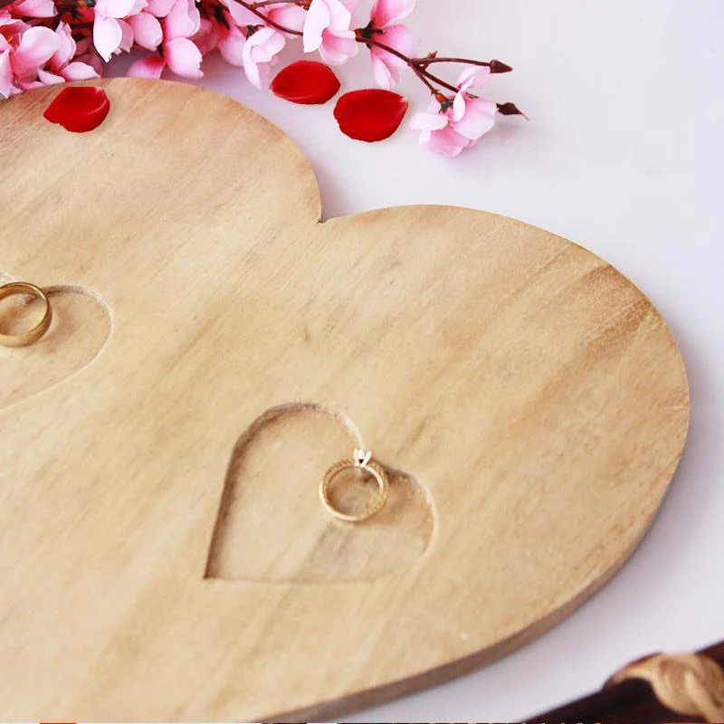 With This Ring Heart Ring Holder - Wooden Wedding Ring Holder & Engagement Tray - Image 4