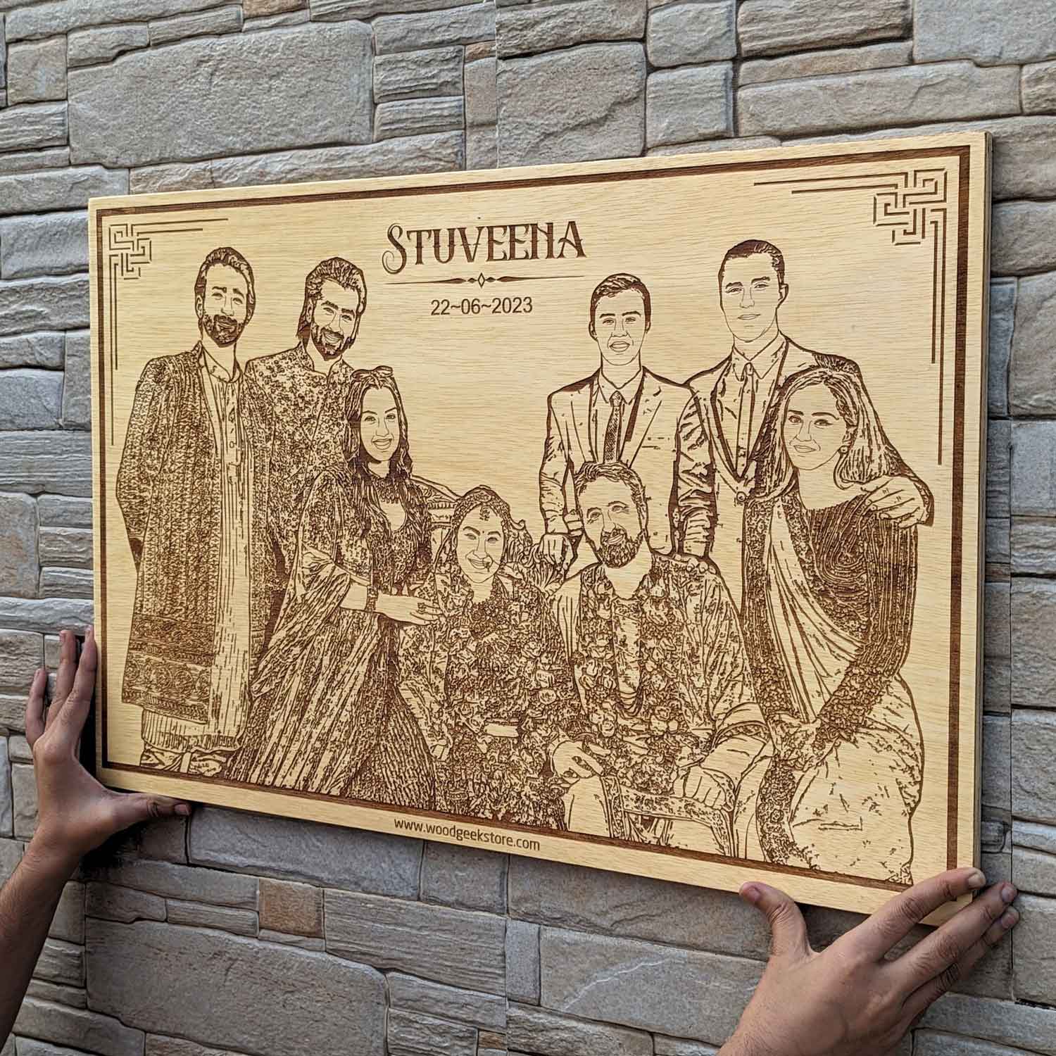 Personalized Family Photo Engraved Wooden Frame | Parents Anniversary Gift