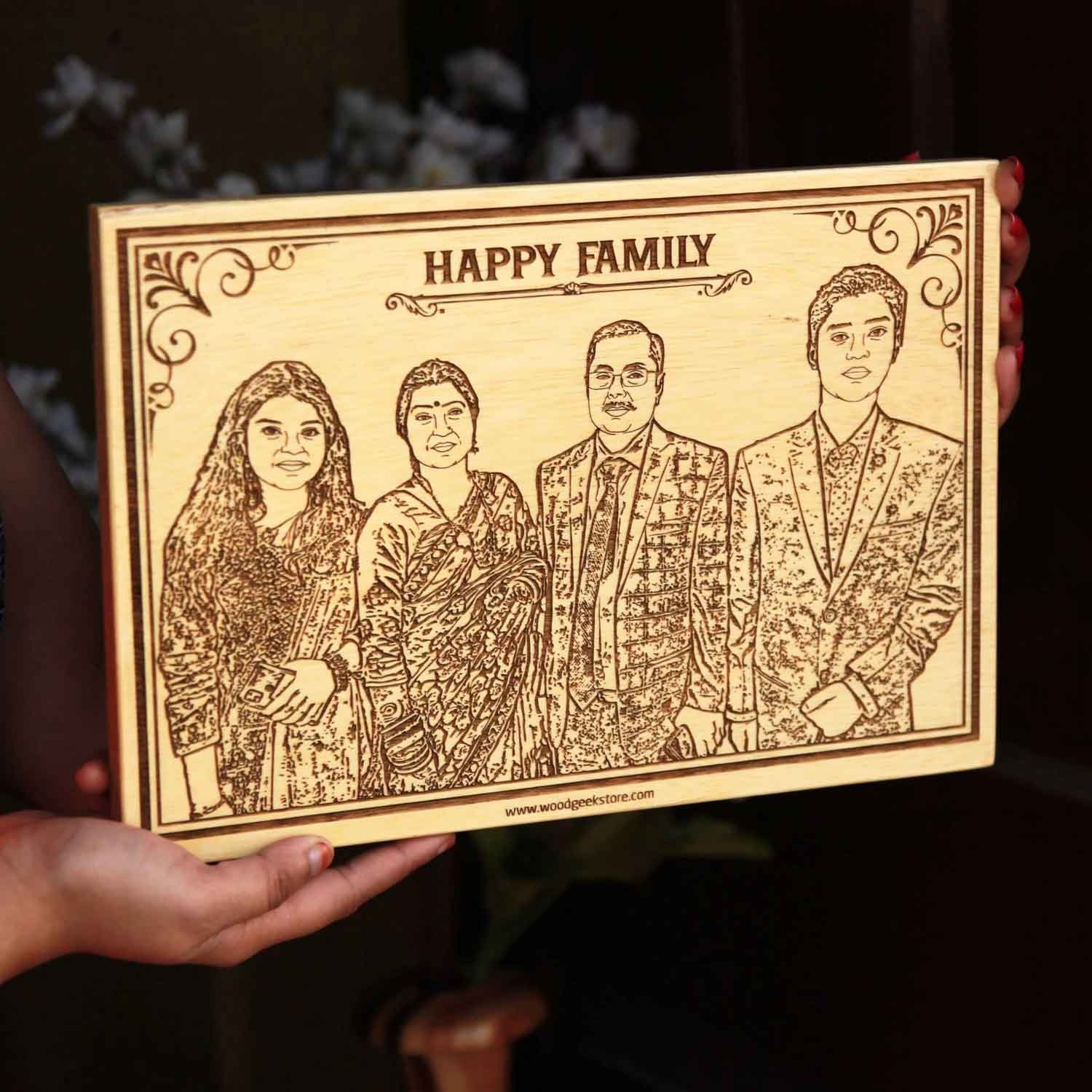 Personalized Family Photo Engraved Wooden Frame | Parents Anniversary Gift - Image 2