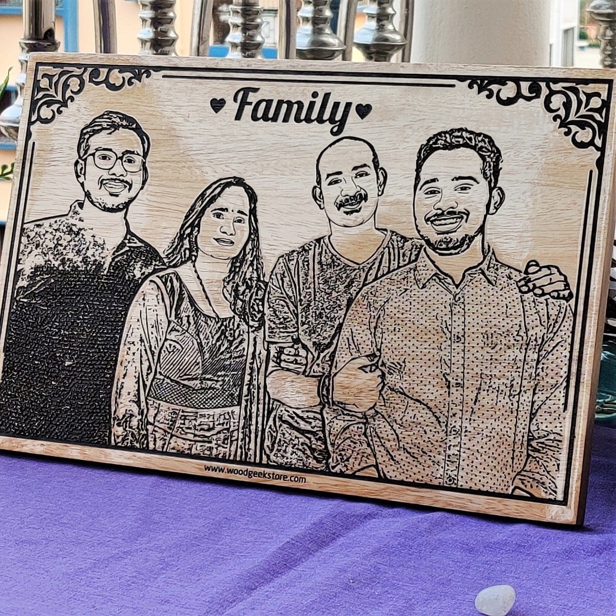 Personalized Family Photo Engraved Wooden Frame | Parents Anniversary Gift - Image 3