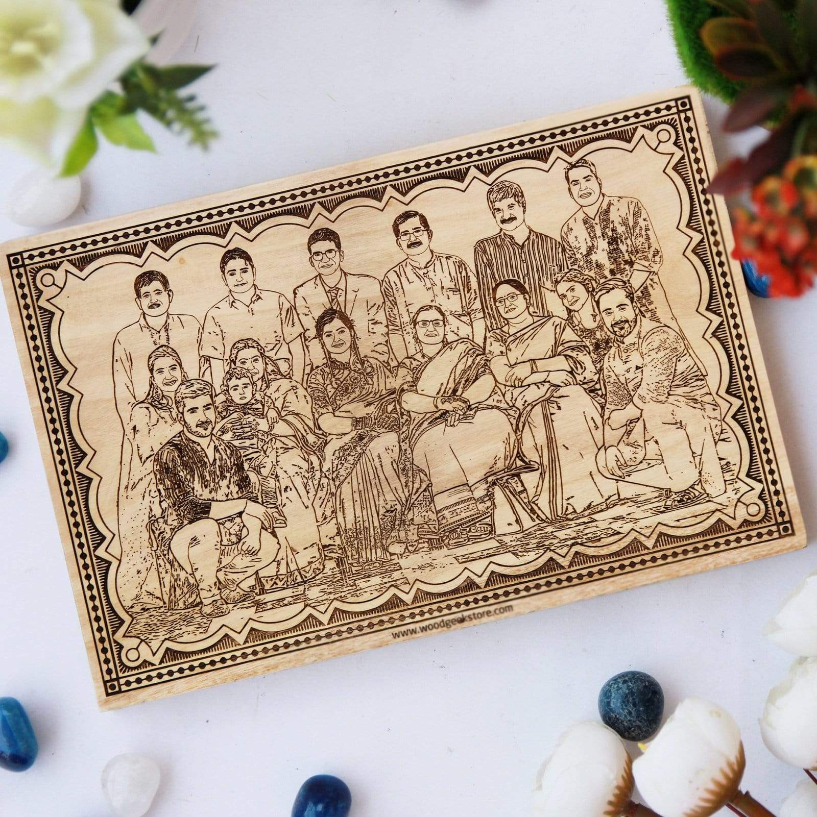 Personalized Family Photo Engraved Wooden Frame | Parents Anniversary Gift - Image 4
