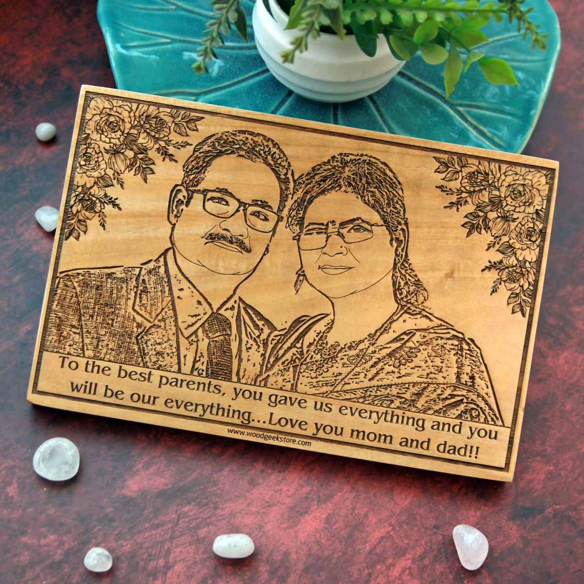 Wood Engraved Photo Poster For Mom & Dad - Image 2