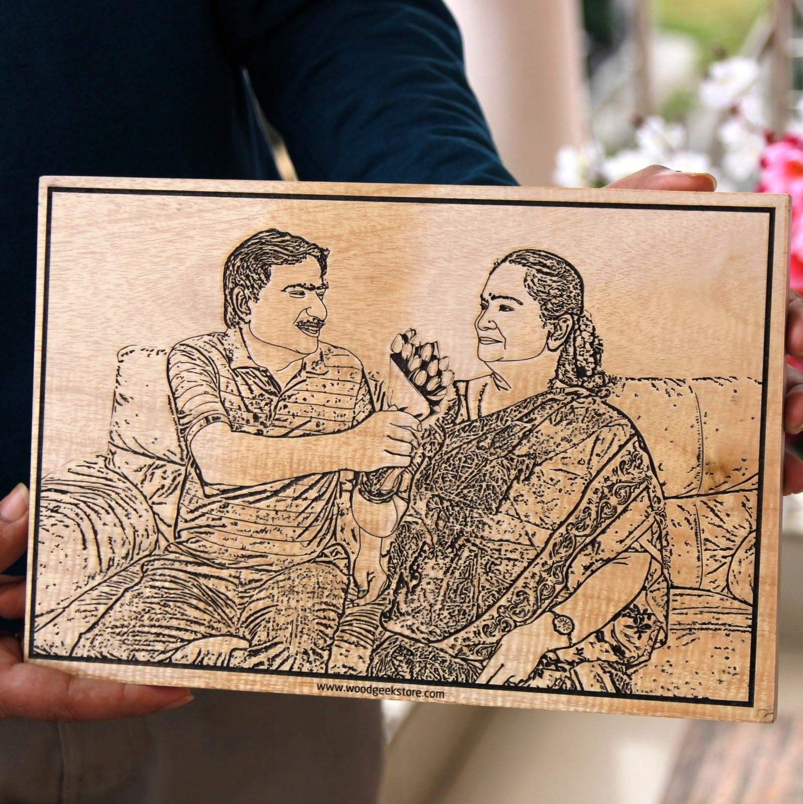 Wood Engraved Photo Poster For Mom & Dad - Image 3