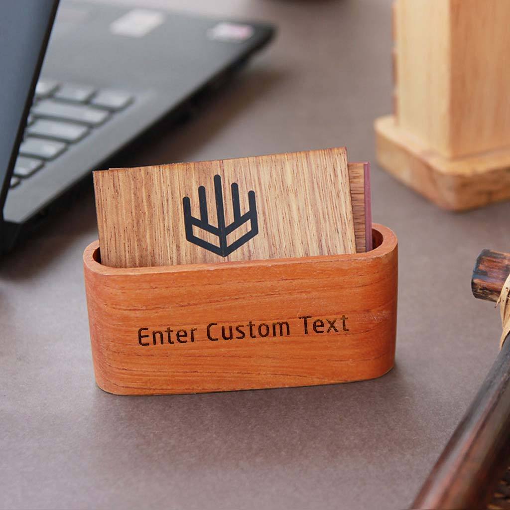Wooden Business Card Holder For Desk - Set Of 2 - Image 4