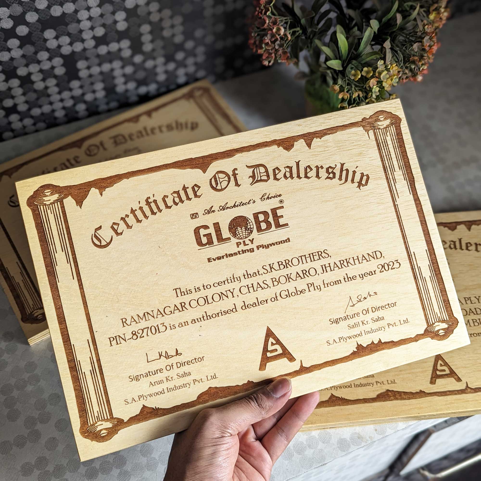 Wooden Certificate Of Dealership | Authorized Dealer Certificate - Image 2