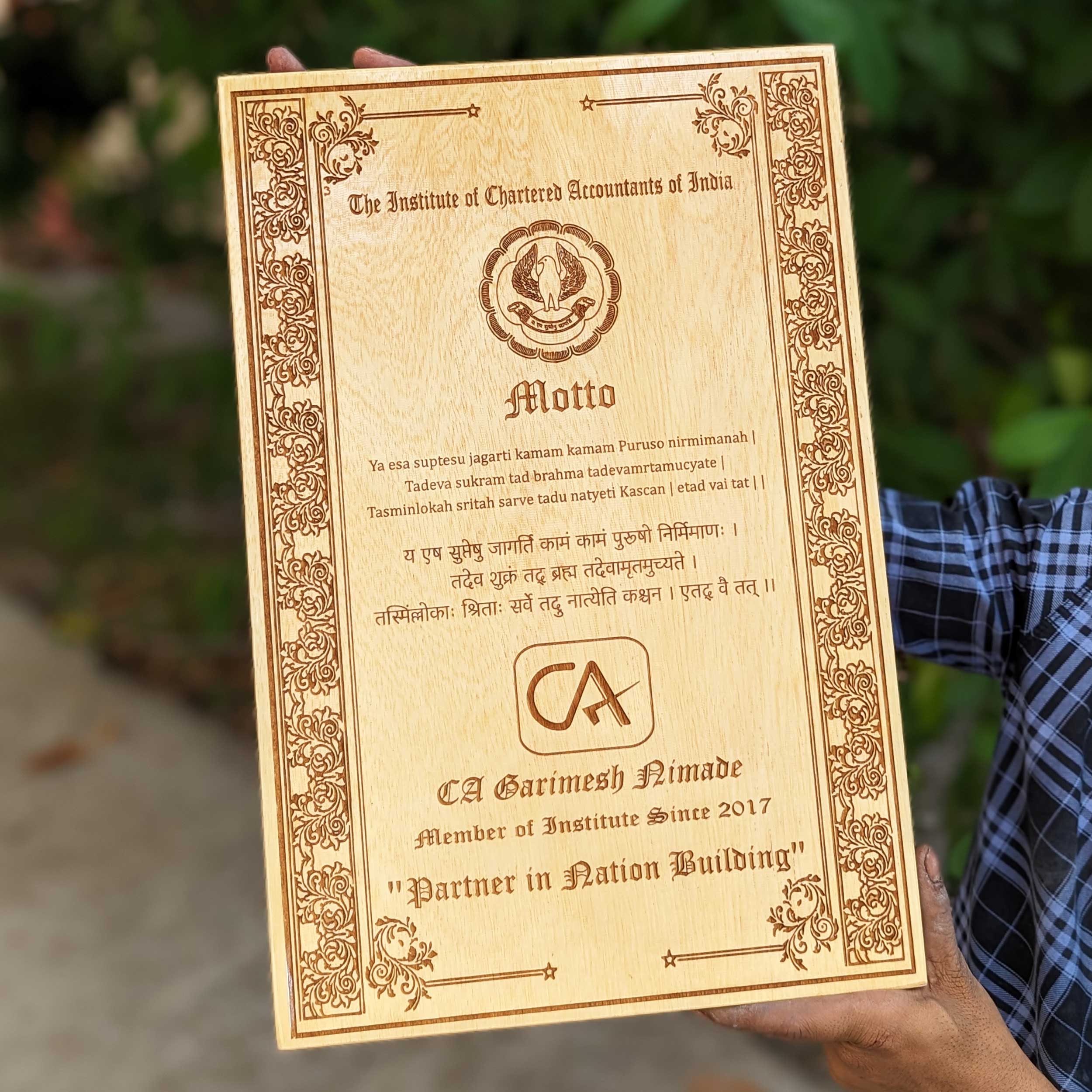 Wooden Certificate Of Membership For Chartered Accountants | CA Certificate - Image 3
