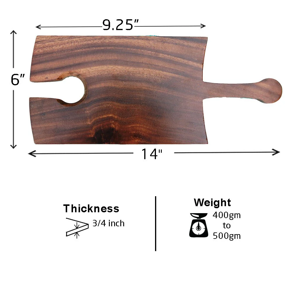 Wooden Cheese Serving Board With Wine Glass Holder - Image 5
