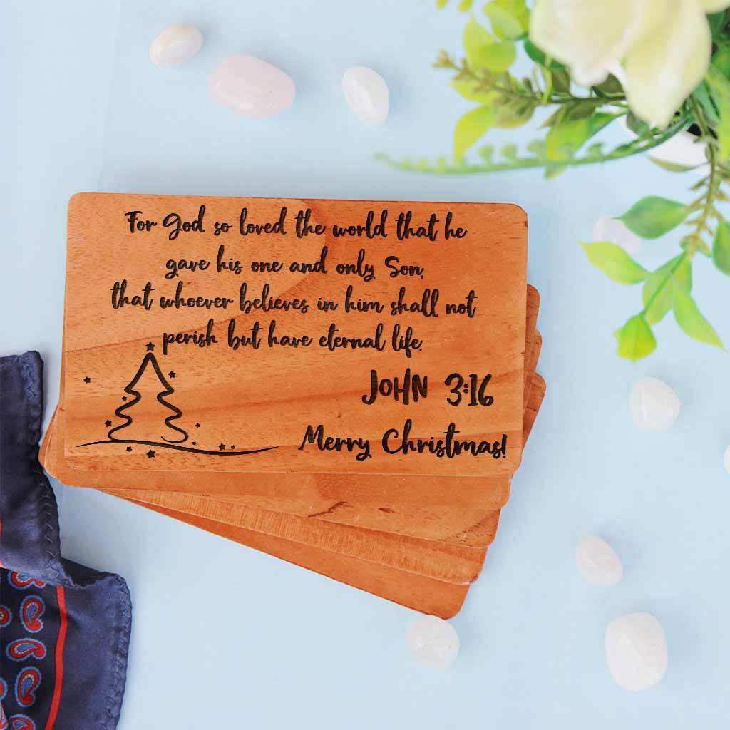 Personalized Merry Christmas Card: Set Of Wooden Christmas Cards