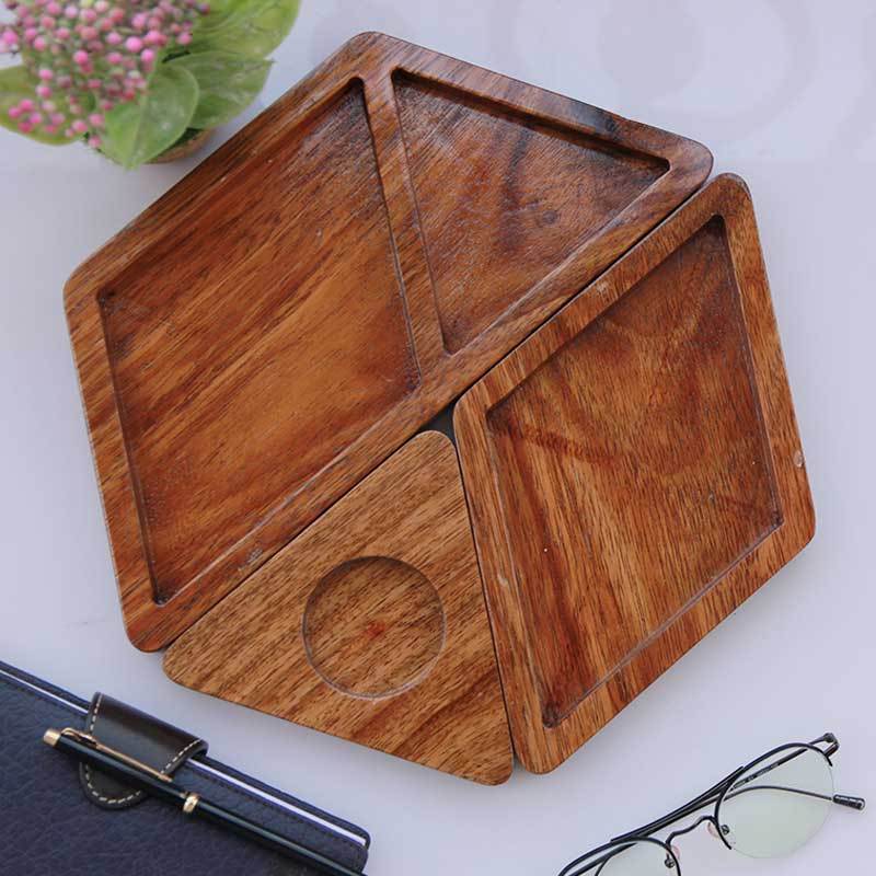 Wooden Desk Organizer 3 Piece Tray - Image 4