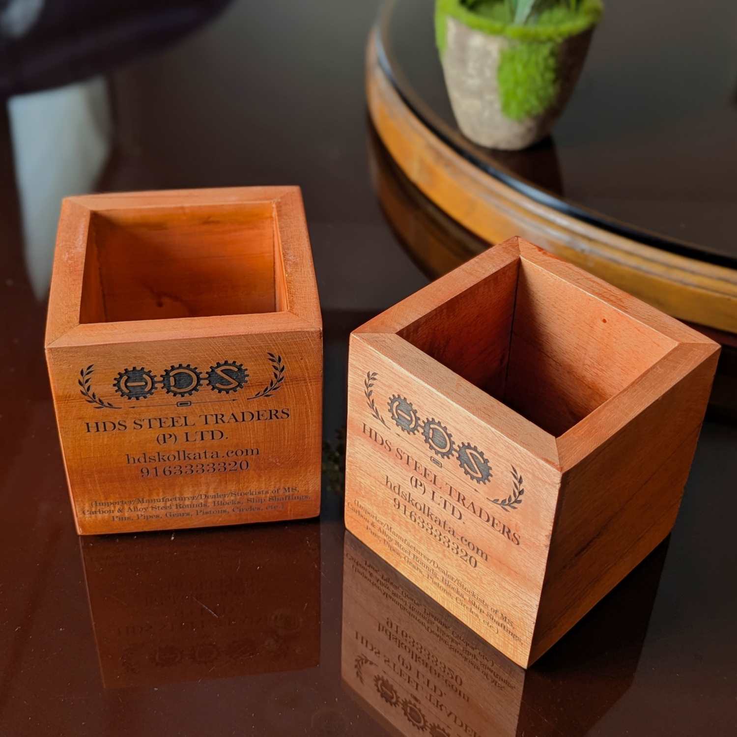 Wooden Desk Pen Stand & Organizer | Personalized Corporate Gift - Image 2