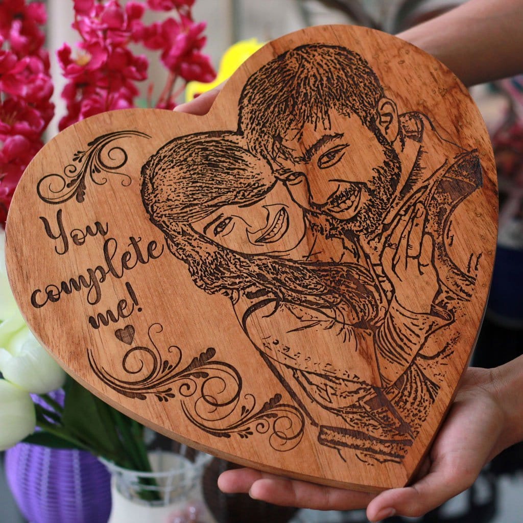 Handmade Wooden Flower & Photo Engraved Frame | Valentines Day Gift - Image 4