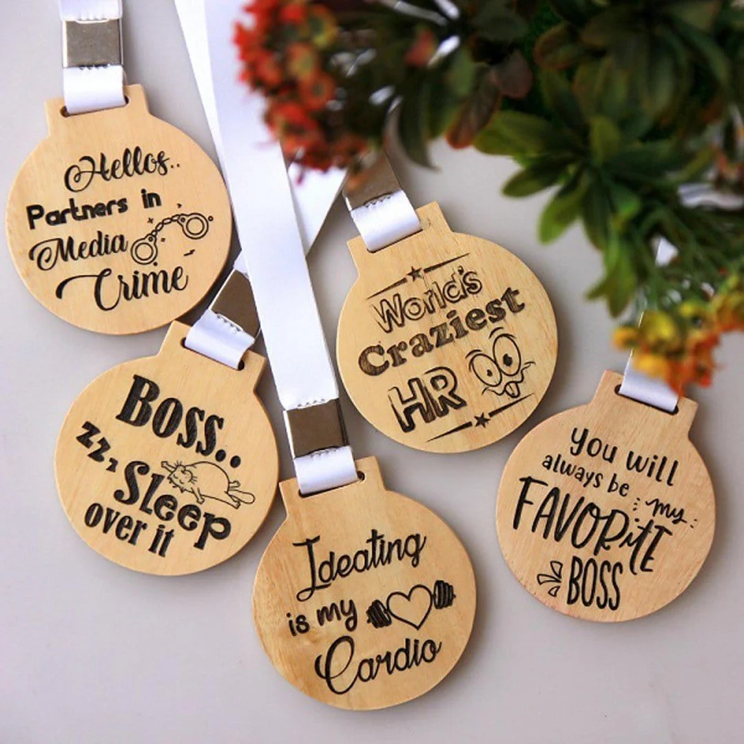 Engraved Wooden Medals For Office | Personalized Corporate Gift - Image 2