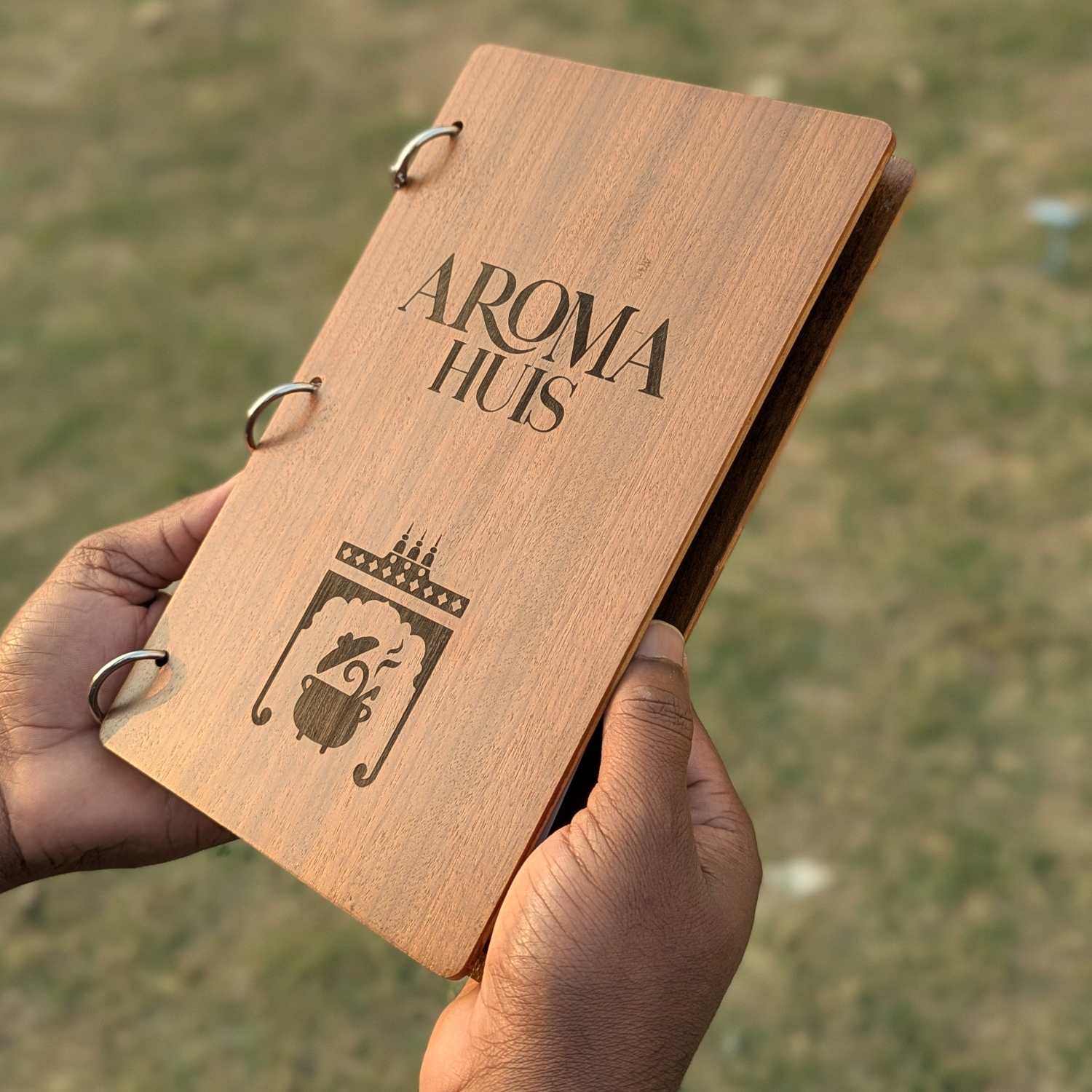 Wooden Menu Holder Book-Style | Engraved Refillable Ring-Binder Menu for Restaurants & Cafes - Image 4