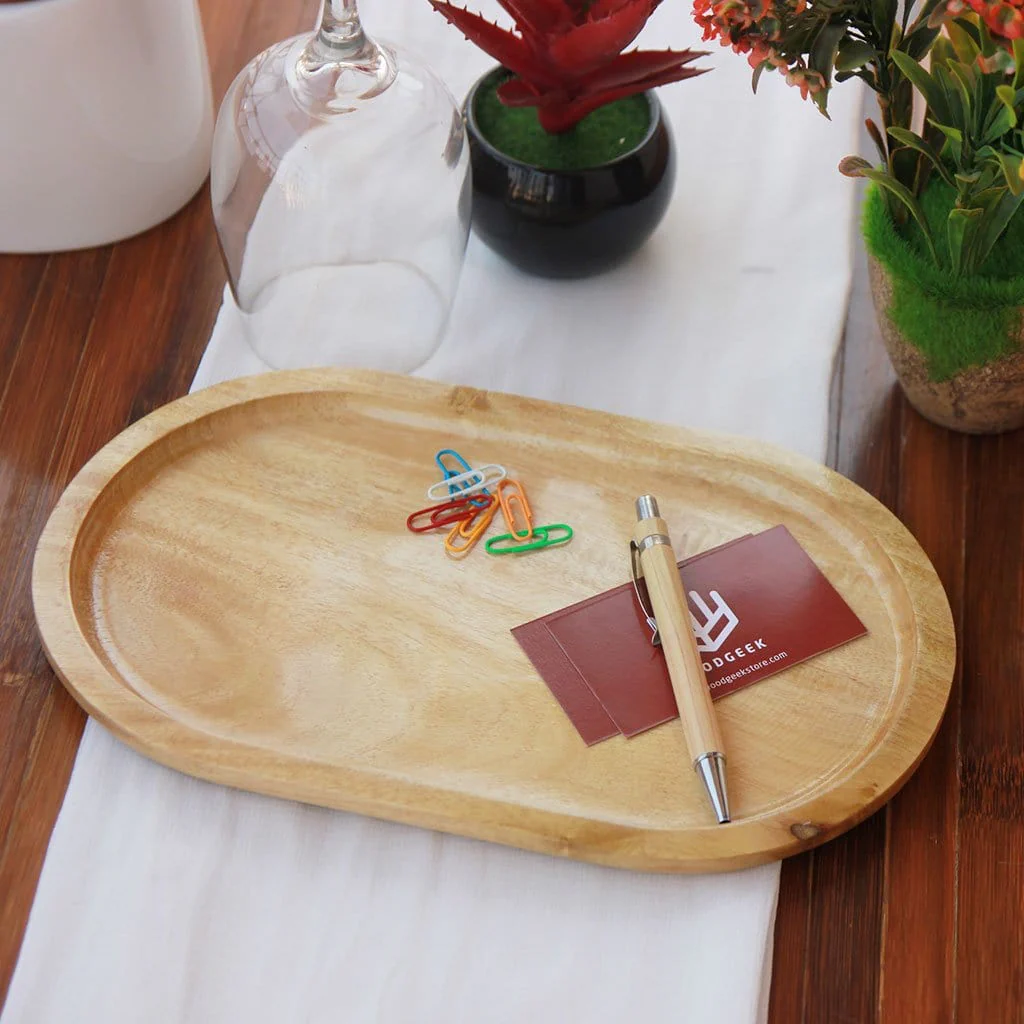 Wooden Oval Tray for Office - Image 3
