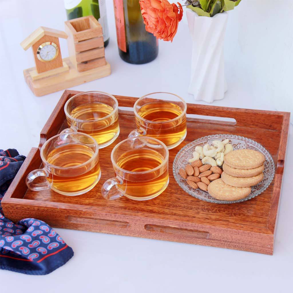 Wooden Rectangular Tray With Handles - Image 3