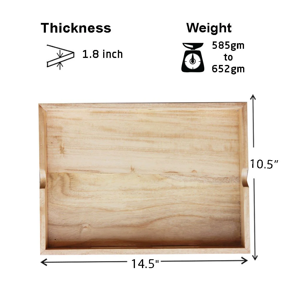 Wooden Rectangular Tray With Handles - Image 6