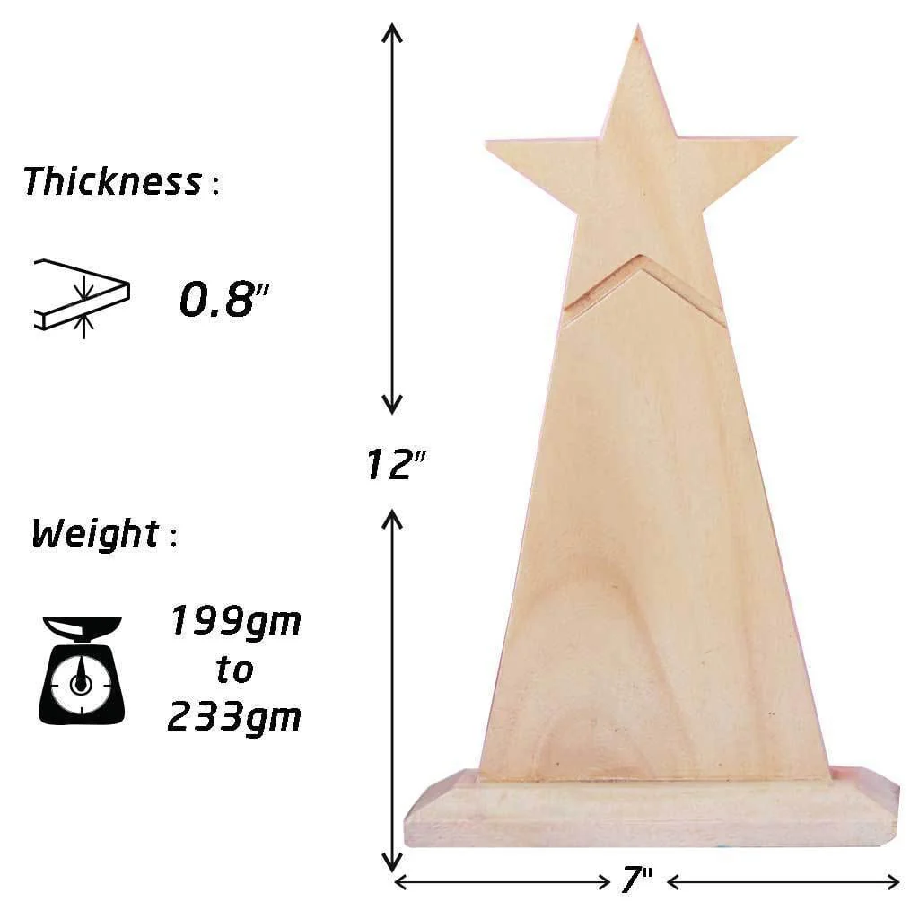 Wooden Star Trophy With Doctor's Symbol - Image 3