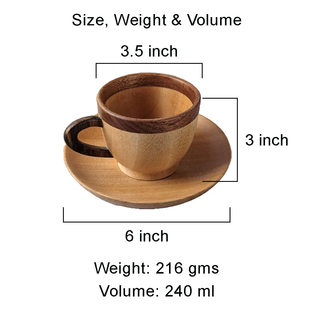 Wooden Tea Cup & Saucer Set | Birthday Gift Set For Tea Lovers - Image 6