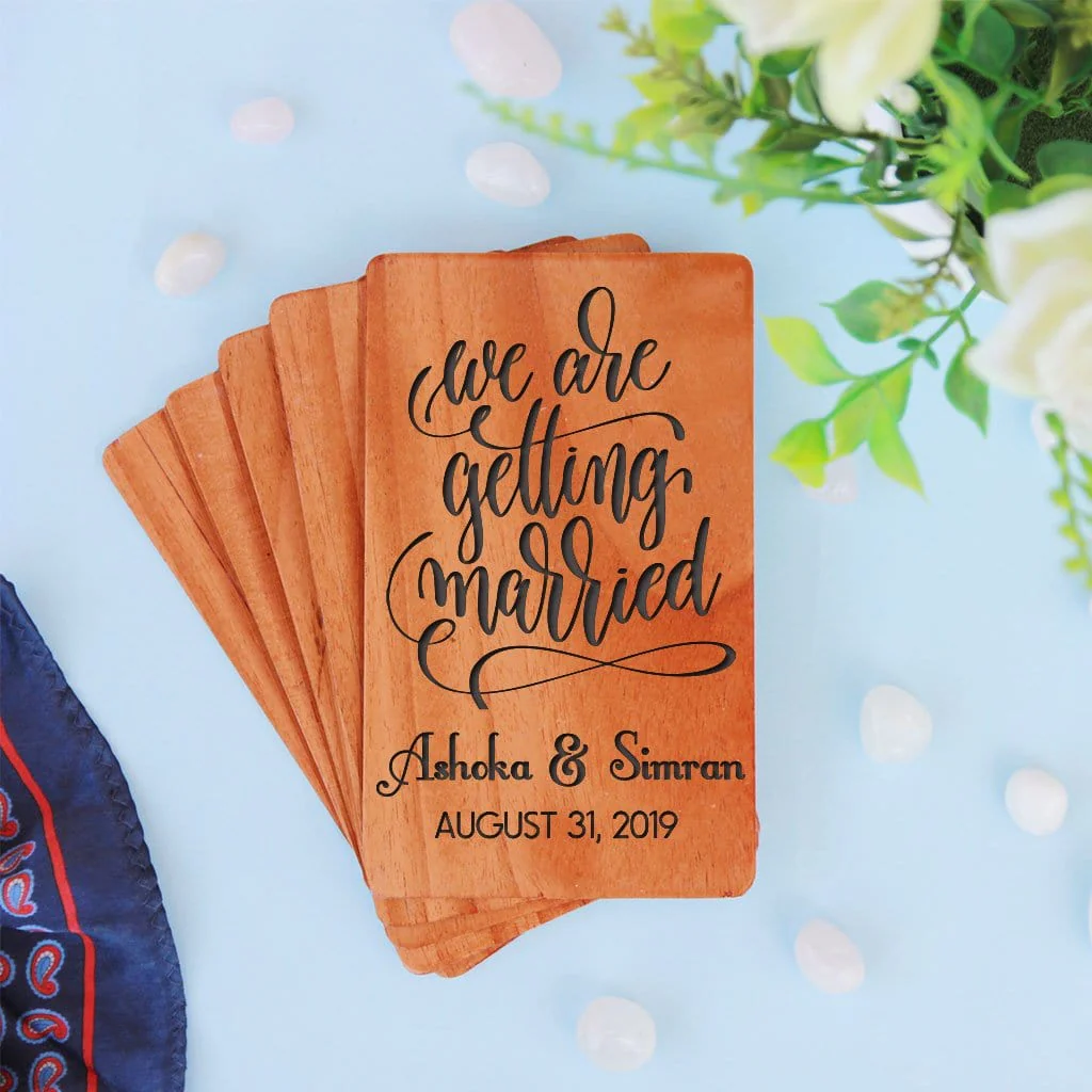 Wooden Wedding Cards & Save The Date Cards: Set Of Wedding Invitation Cards