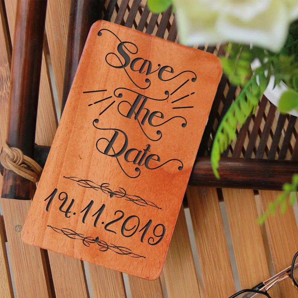 Wooden Wedding Cards & Save The Date Cards: Set Of Wedding Invitation Cards - Image 2