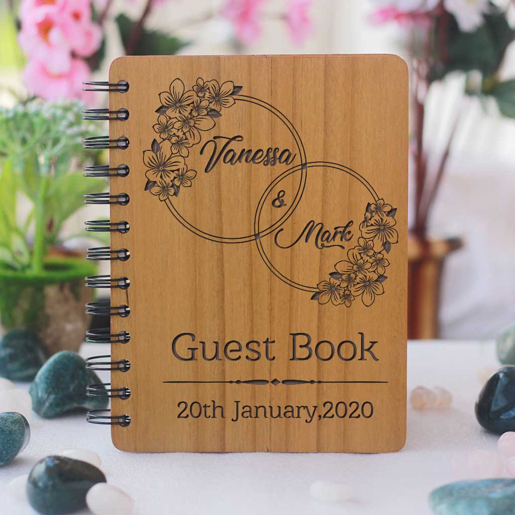 Wooden Wedding Guest Book - Wooden Wedding Notebook