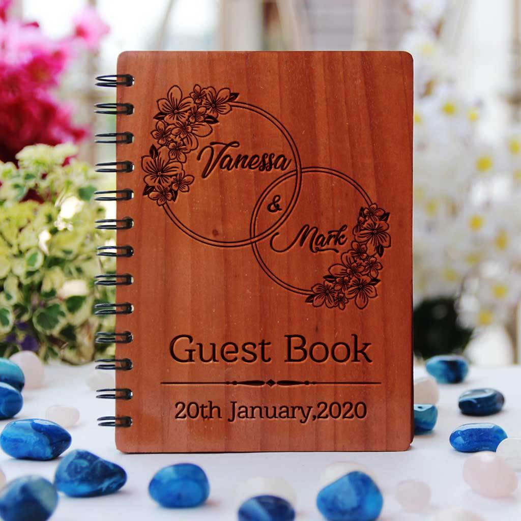 Wooden Wedding Guest Book - Wooden Wedding Notebook - Image 2