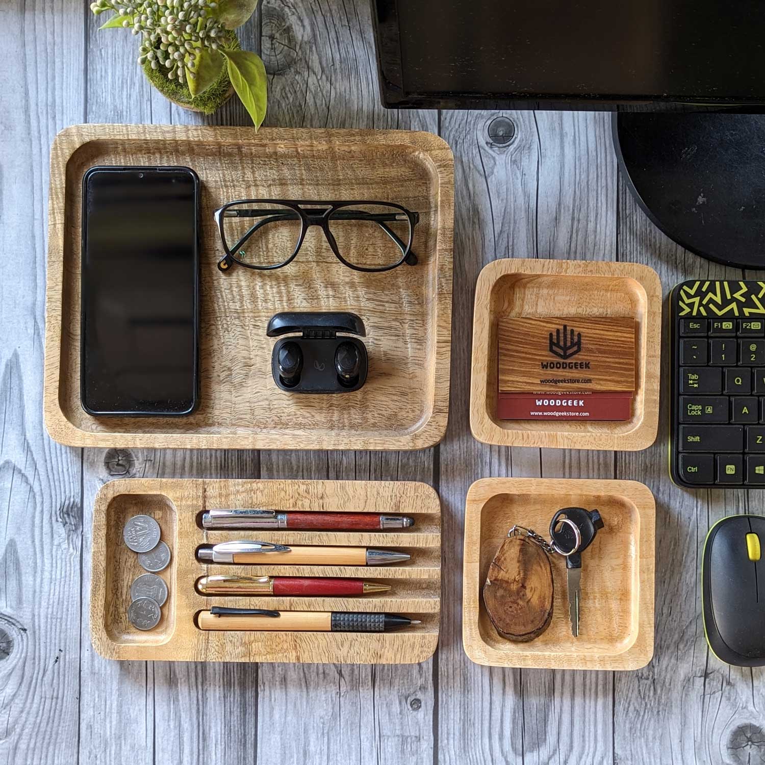 Woodgeek Versatile Wooden Desk Tray Set of 4 - Image 2