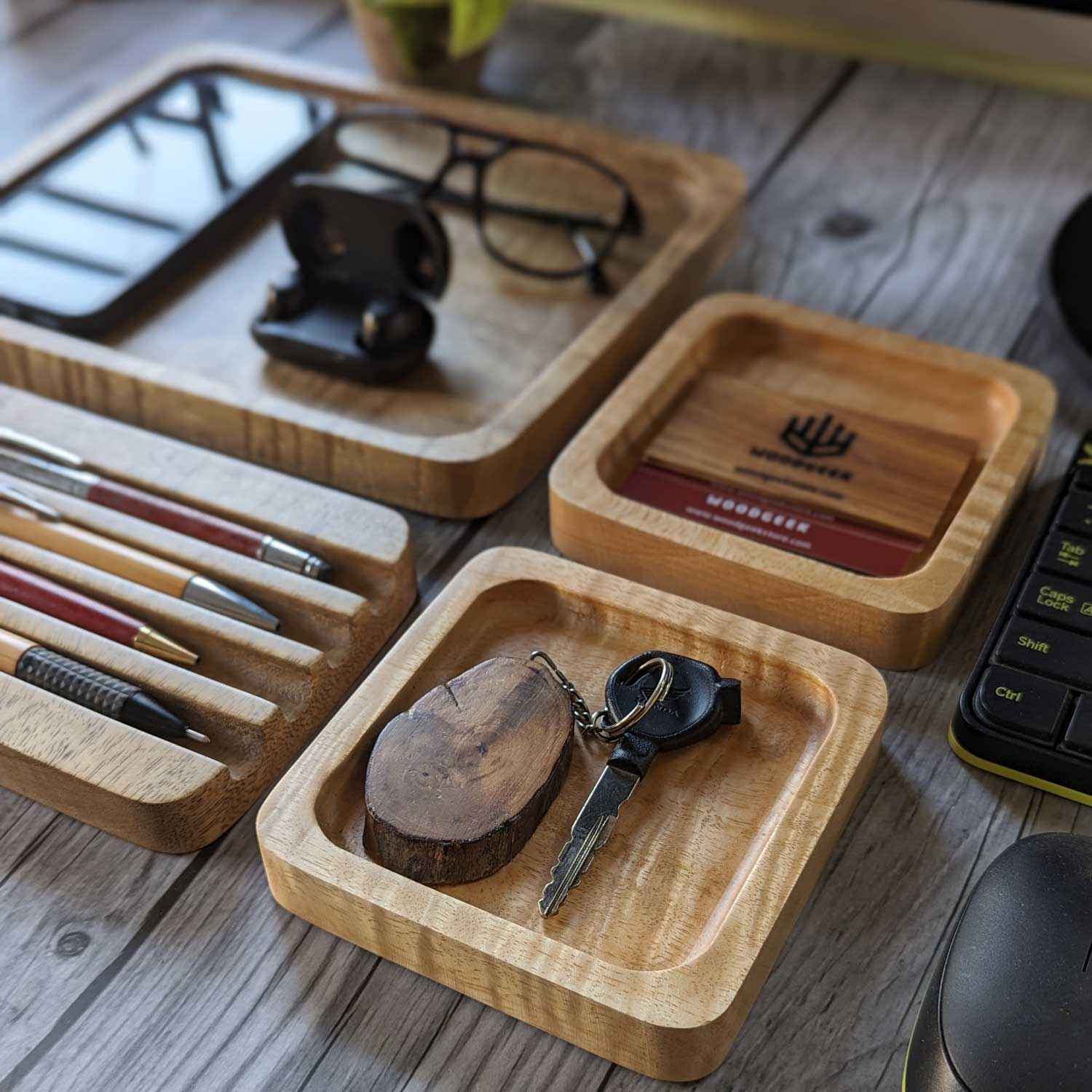 Woodgeek Versatile Wooden Desk Tray Set of 4 - Image 3